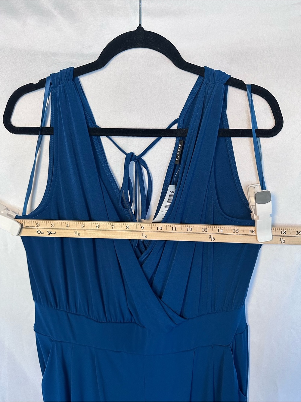 Torrid Studio Knit Surplice Tie Back Wide-Leg Jumpsuit Size 1 Opal Blue NWT - Picture 8 of 13